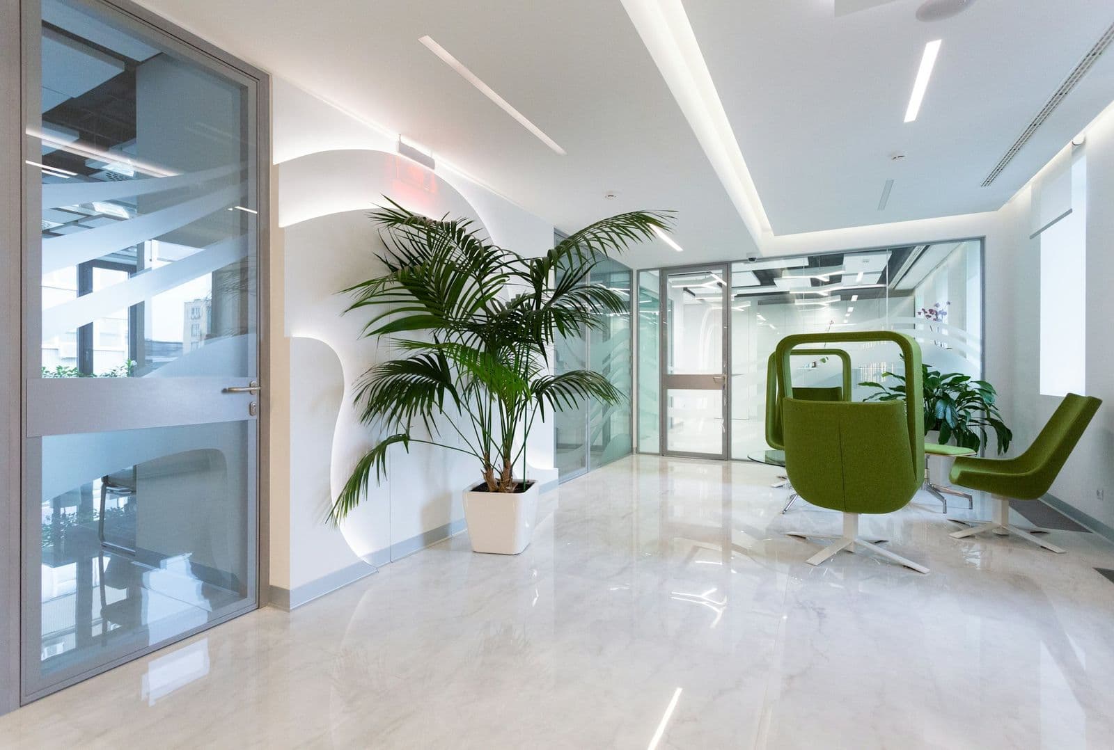 The bright entrance lobby of a rented clinic