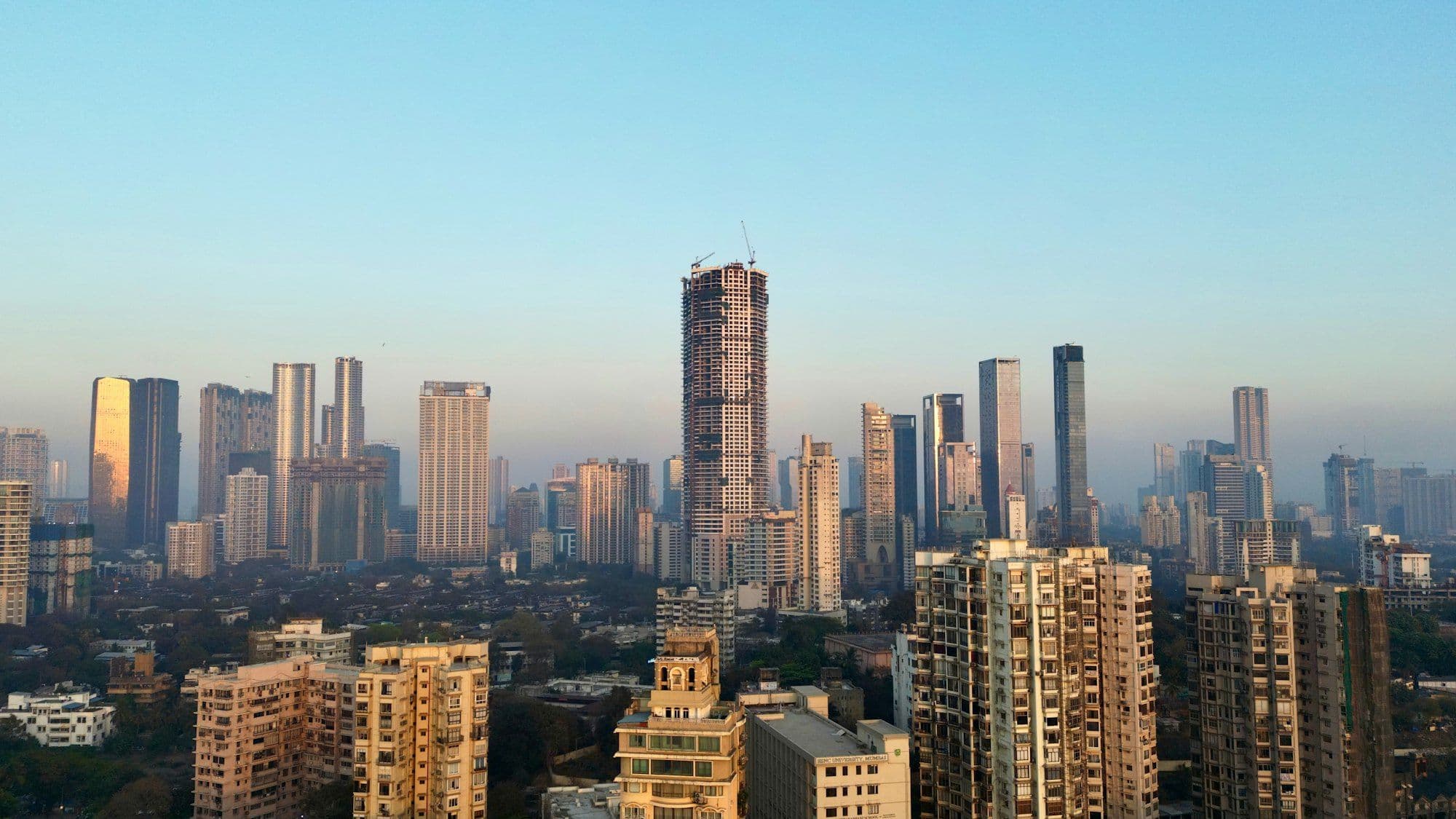 Mumbai's skyline on a clear morning